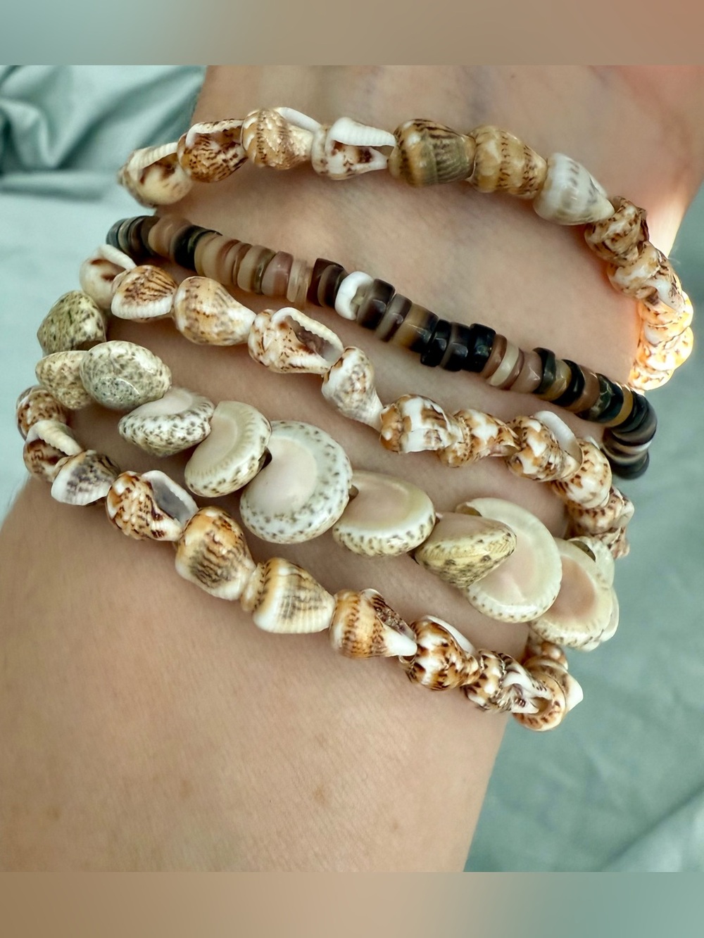 Handmade in Hawaii Natural Shell Stack Bracelet Set